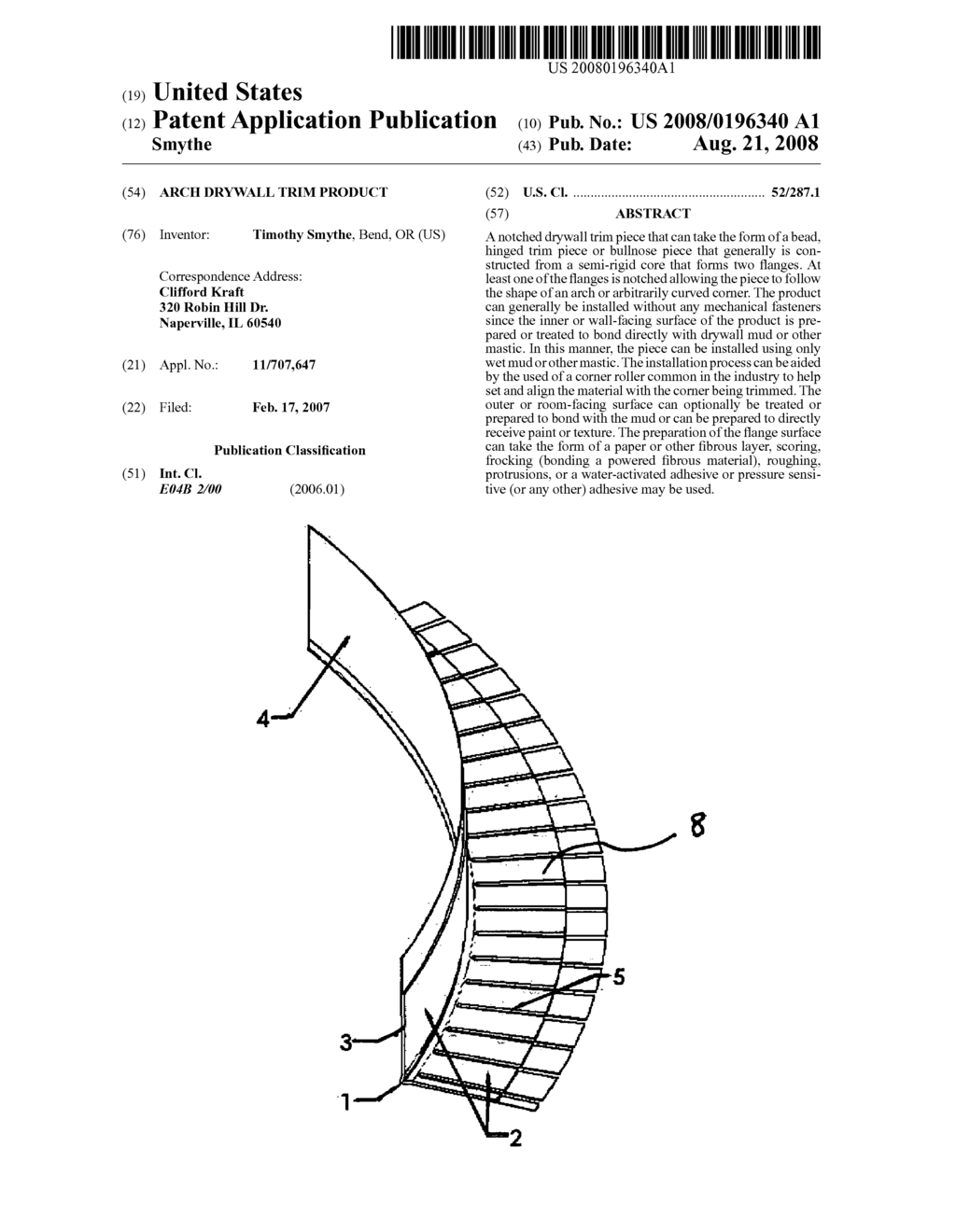 Arch drywall trim product - diagram, schematic, and image 01