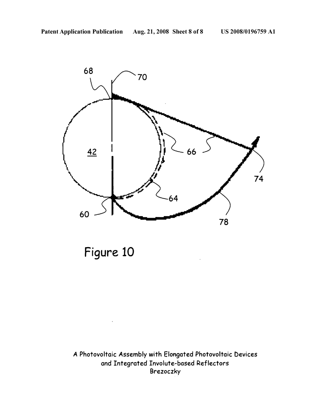 Photovoltaic assembly with elongated photovoltaic devices and integrated involute-based reflectors - diagram, schematic, and image 09