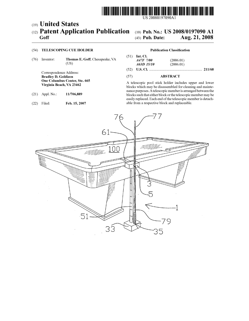 Telescoping cue holder - diagram, schematic, and image 01