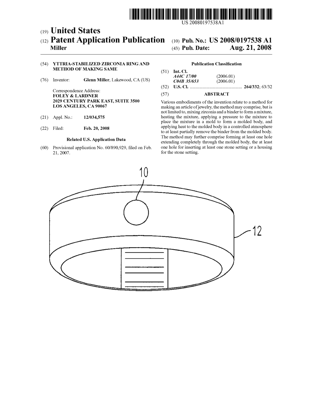 YTTRIA-STABILIZED ZIRCONIA RING AND METHOD OF MAKING SAME - diagram, schematic, and image 01