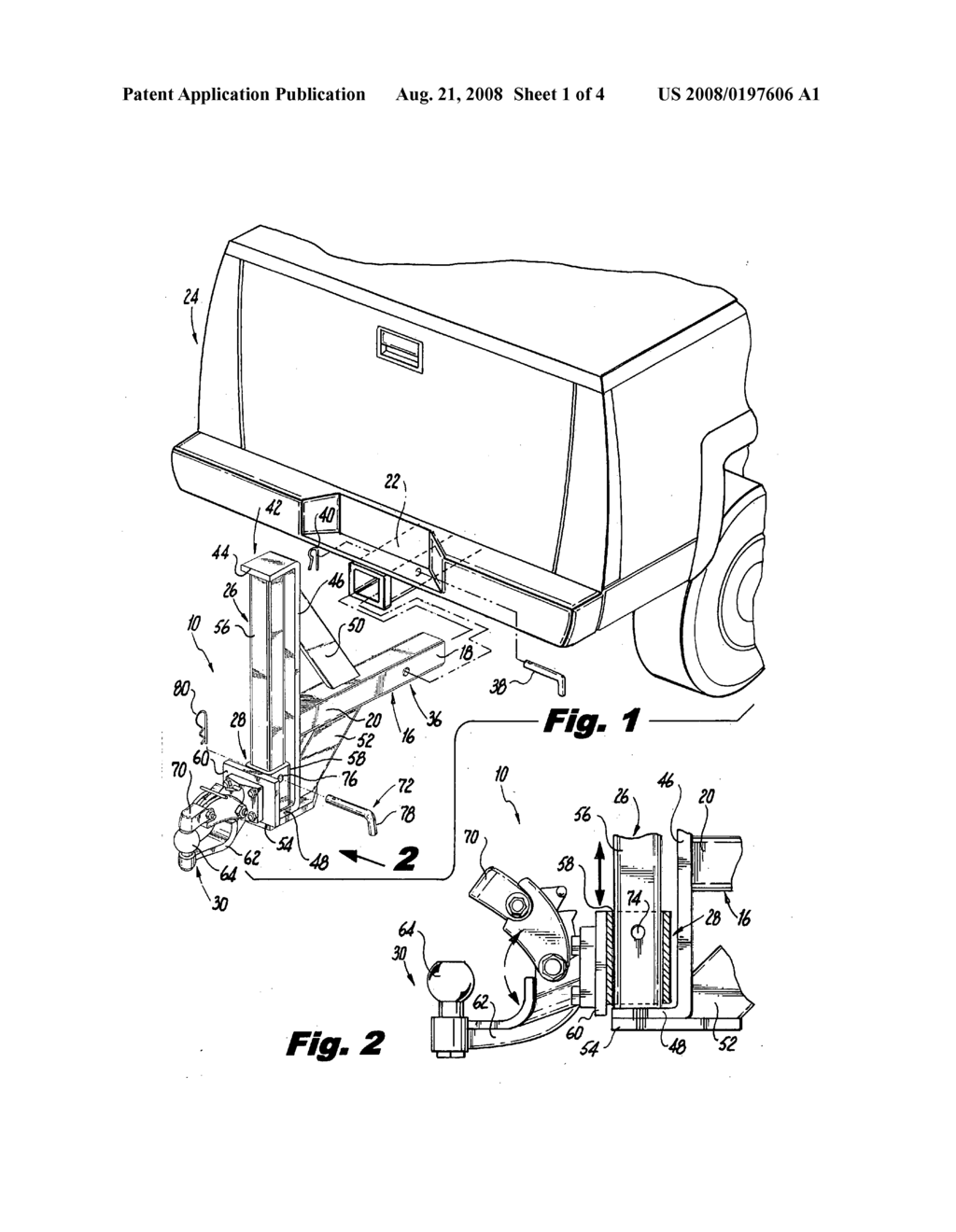 Trailer hitch for automatically allowing a trailer to tilt for facilitating driving a vehicle on and off the trailer - diagram, schematic, and image 02