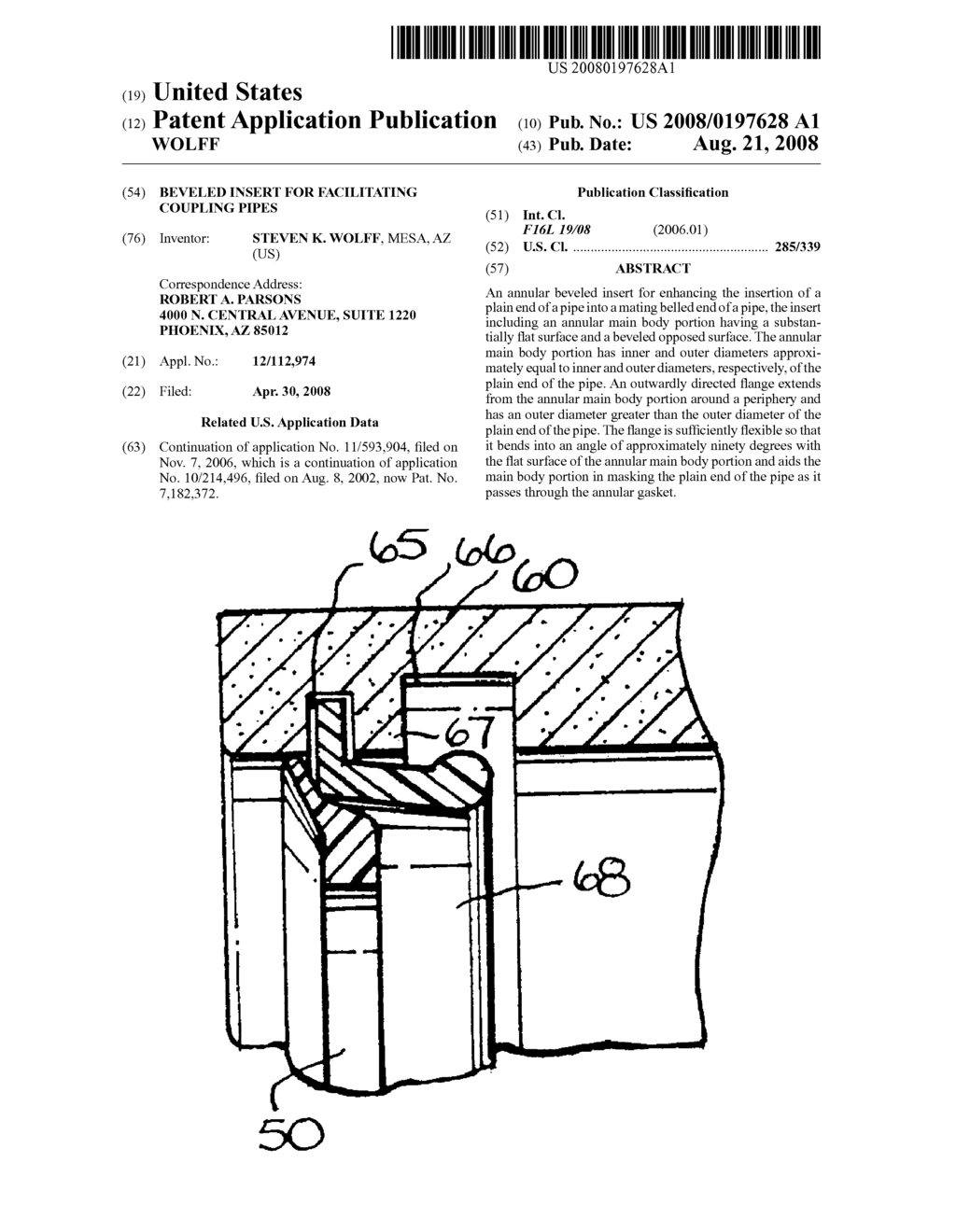 BEVELED INSERT FOR FACILITATING COUPLING PIPES - diagram, schematic, and image 01