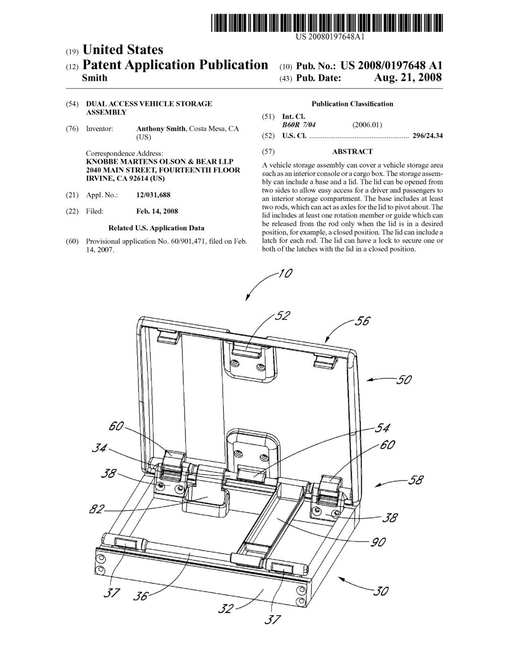 DUAL ACCESS VEHICLE STORAGE ASSEMBLY - diagram, schematic, and image 01