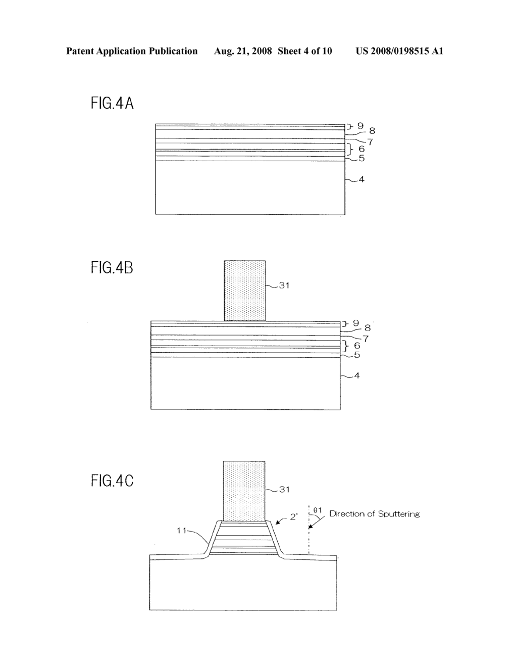 THIN FILM MAGNETIC HEAD HAVING A BIAS MAGNETIC LAYER PROVIDED WITH ANTIFERROMAGNETIC LAYER AND A PINNED LAYER PROVIDED WITH HARD MAGNETIC LAYER - diagram, schematic, and image 05