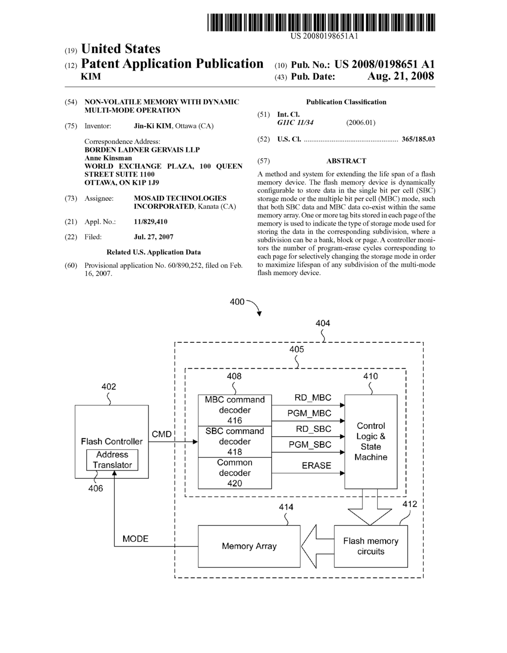 NON-VOLATILE MEMORY WITH DYNAMIC MULTI-MODE OPERATION - diagram, schematic, and image 01