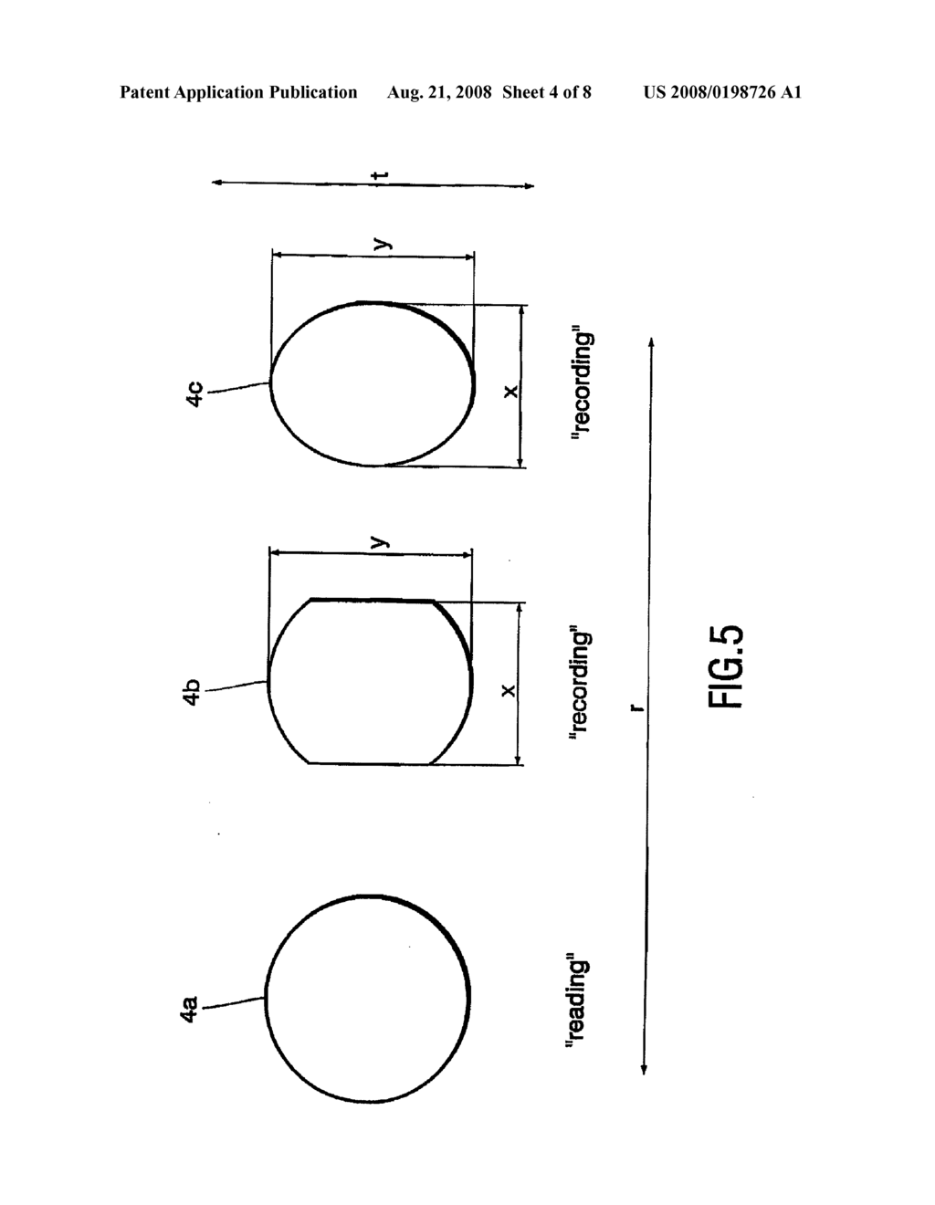 Apparatus and method for recording an information on a recordable optical record carrier using oval spot profile - diagram, schematic, and image 05