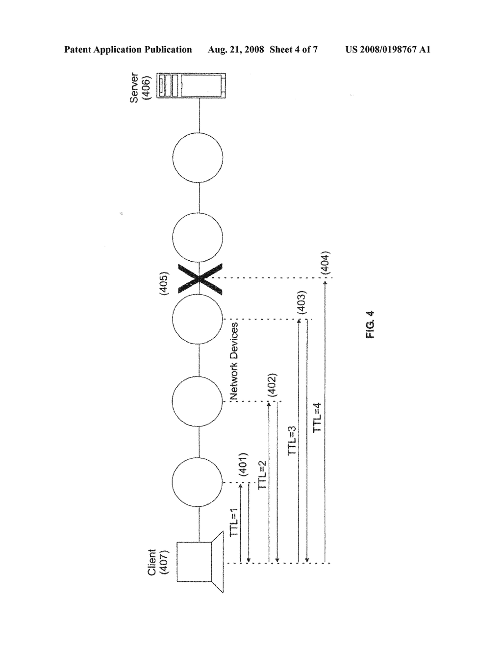 METHOD AND SYSTEM FOR DETERMINING A PATH BETWEEN TWO POINTS OF AN IP NETWORK OVER WHICH DATAGRAMS ARE TRANSMITTED - diagram, schematic, and image 05