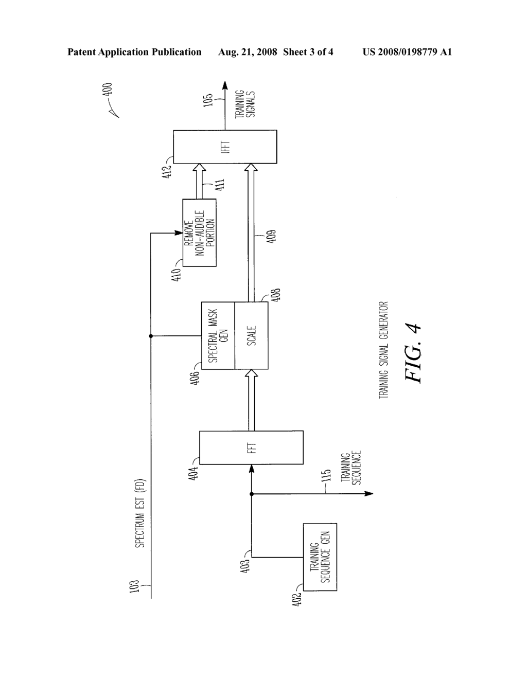MULTI-CHANNEL COMMUNICATION DEVICE AND METHODS FOR REDUCING ECHOES BY INSERTING A TRAINING SEQUENCE UNDER A SPECTRAL MASK - diagram, schematic, and image 04