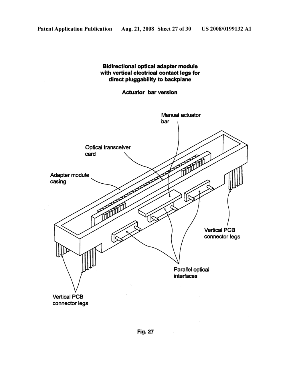 ADAPTER FOR AN OPTICAL PRINTED CIRCUIT BOARD, AN OPTICAL PRINTED CIRCUIT BOARD AND A METHOD OF CONNECTING AN ADAPTER TO AN OPTICAL PRINTED CIRCUIT BOARD - diagram, schematic, and image 28