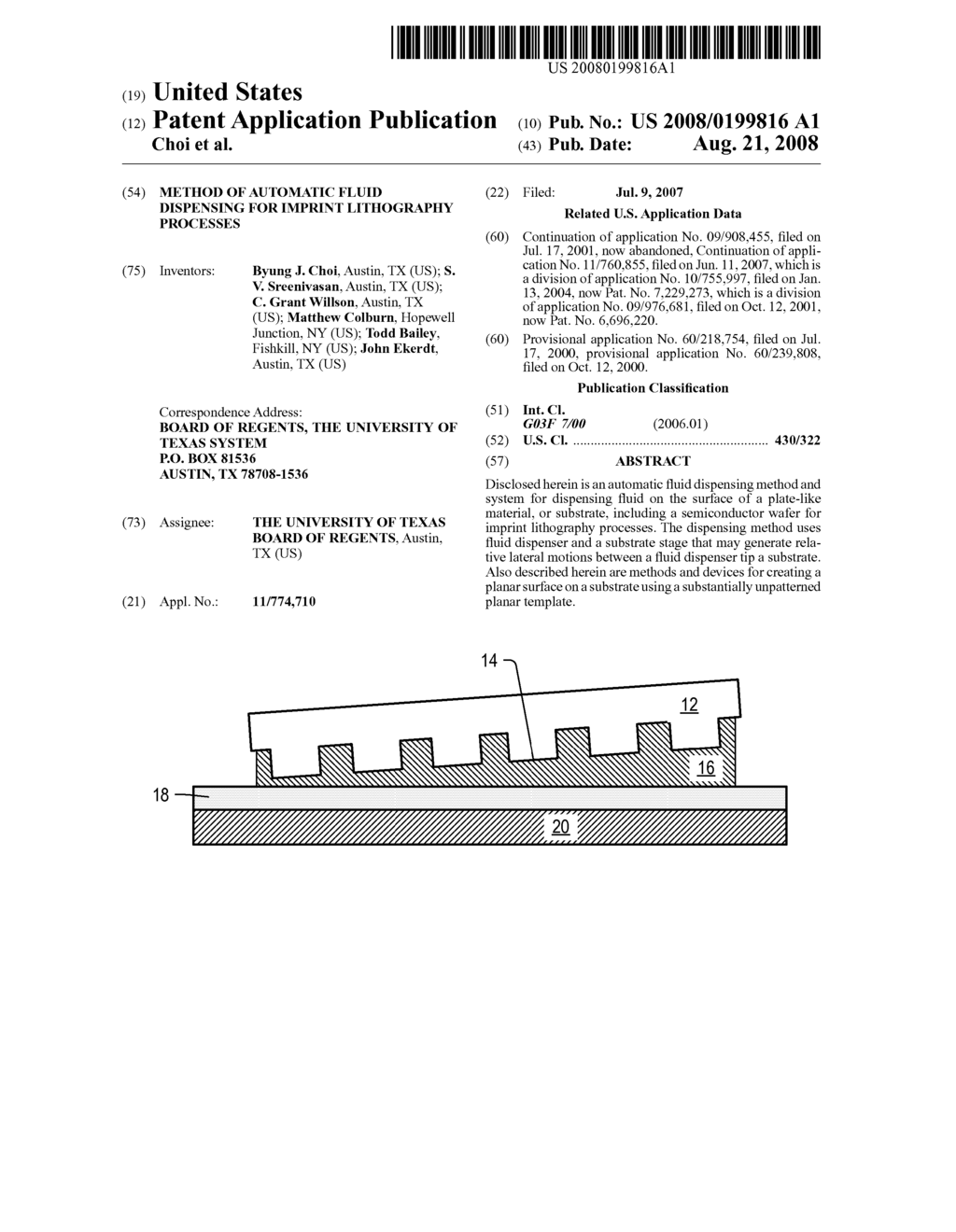 Method of Automatic Fluid Dispensing for Imprint Lithography Processes - diagram, schematic, and image 01