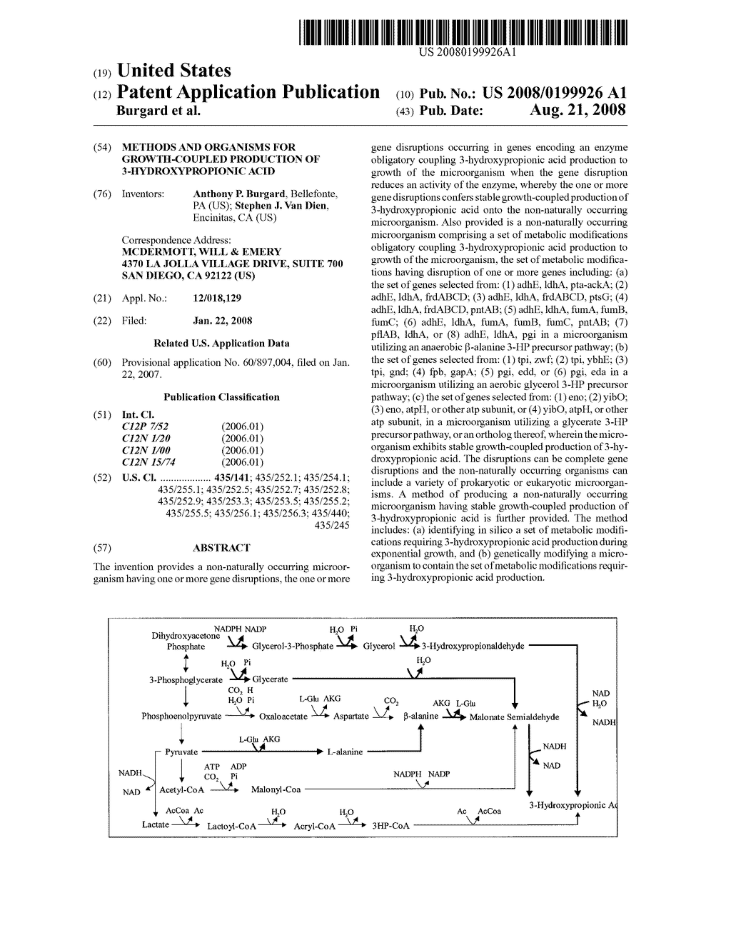 Methods and Organisms for Growth-Coupled Production of 3-Hydroxypropionic Acid - diagram, schematic, and image 01