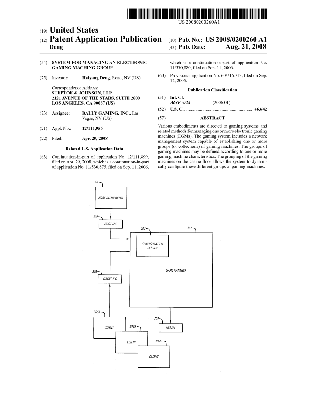 SYSTEM FOR MANAGING AN ELECTRONIC GAMING MACHING GROUP - diagram, schematic, and image 01