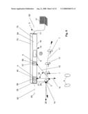 Measuring device for measuring hitting parameters of a golf club and associated calibration device diagram and image