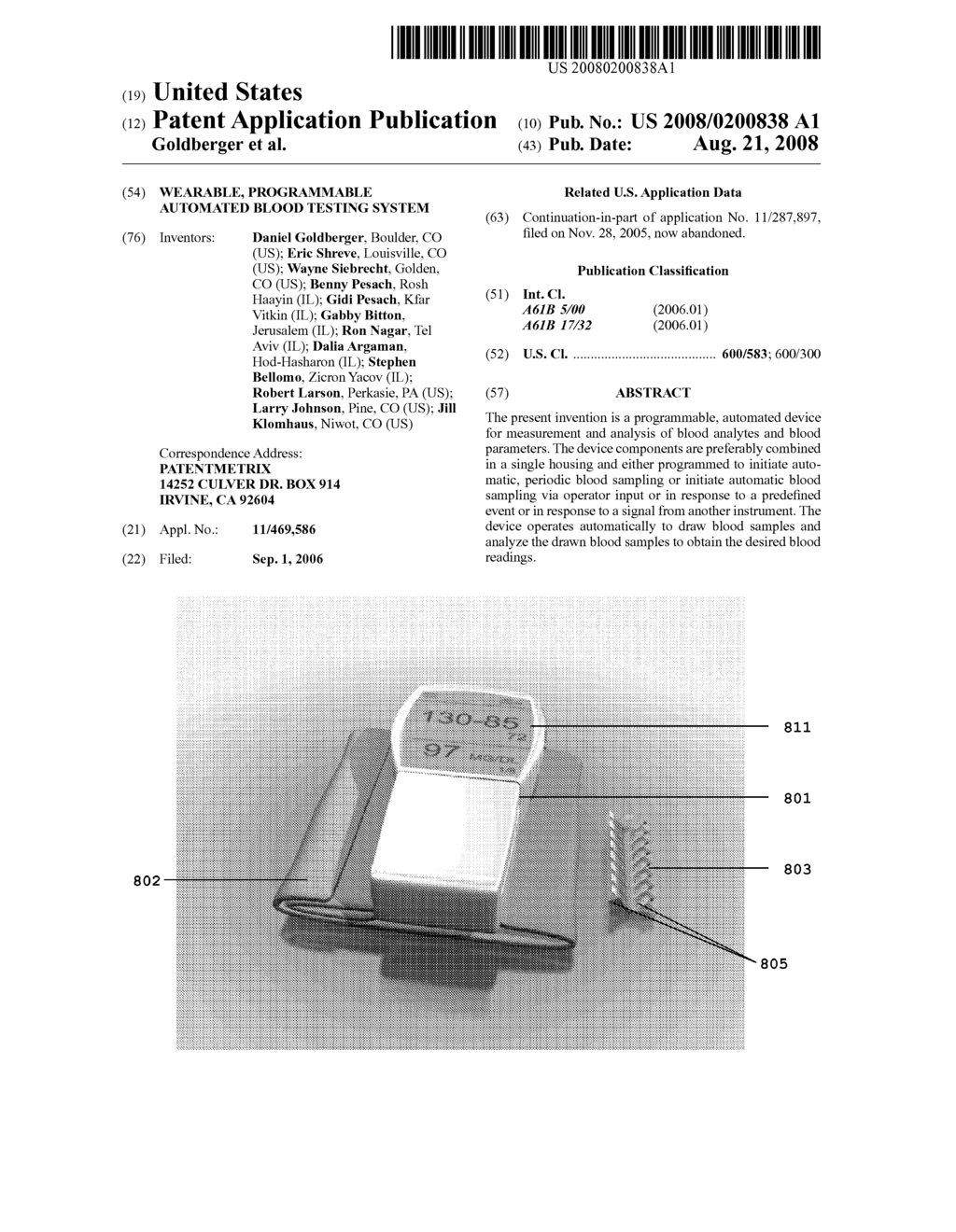 WEARABLE, PROGRAMMABLE AUTOMATED BLOOD TESTING SYSTEM - diagram, schematic, and image 01