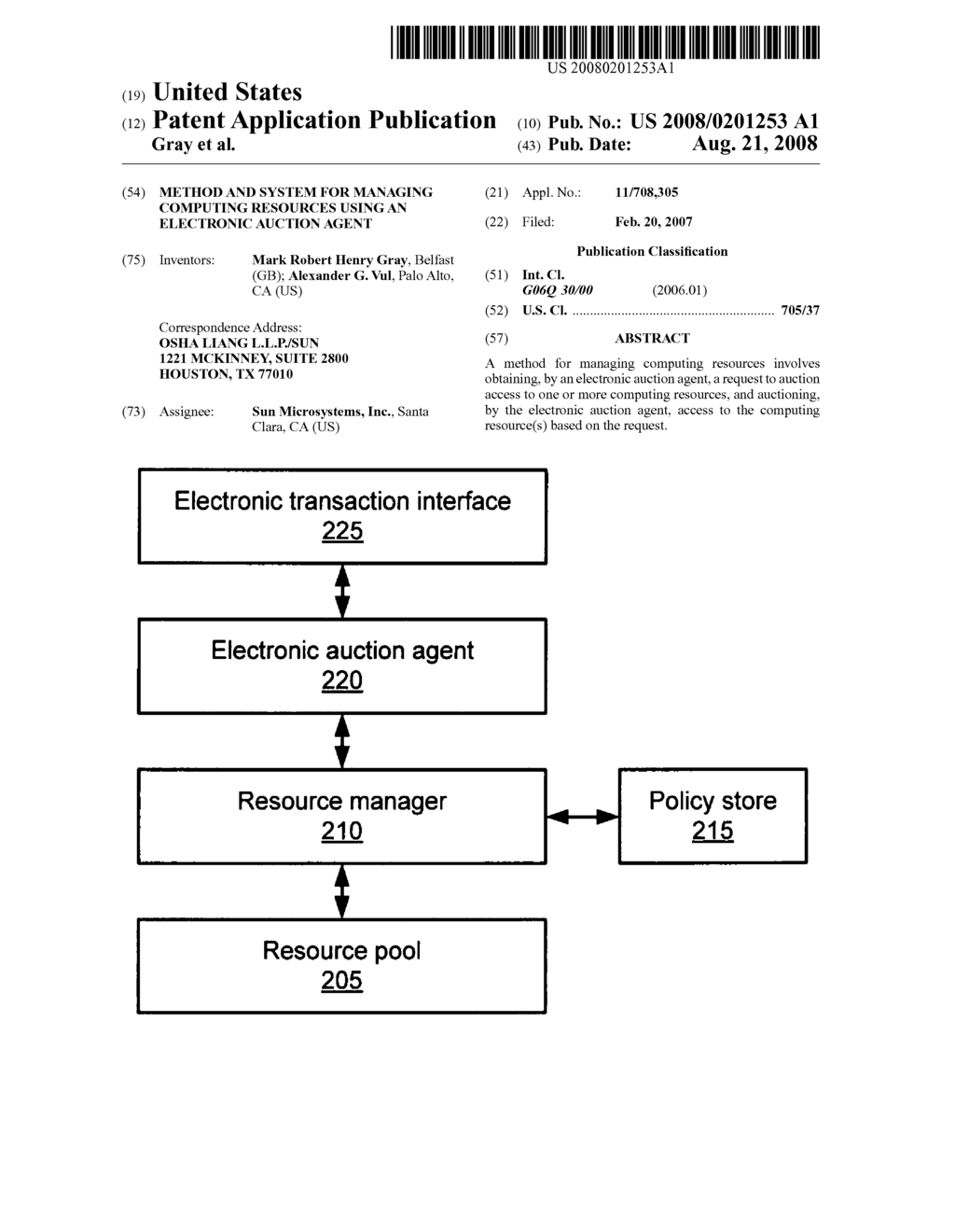 Method and system for managing computing resources using an electronic auction agent - diagram, schematic, and image 01