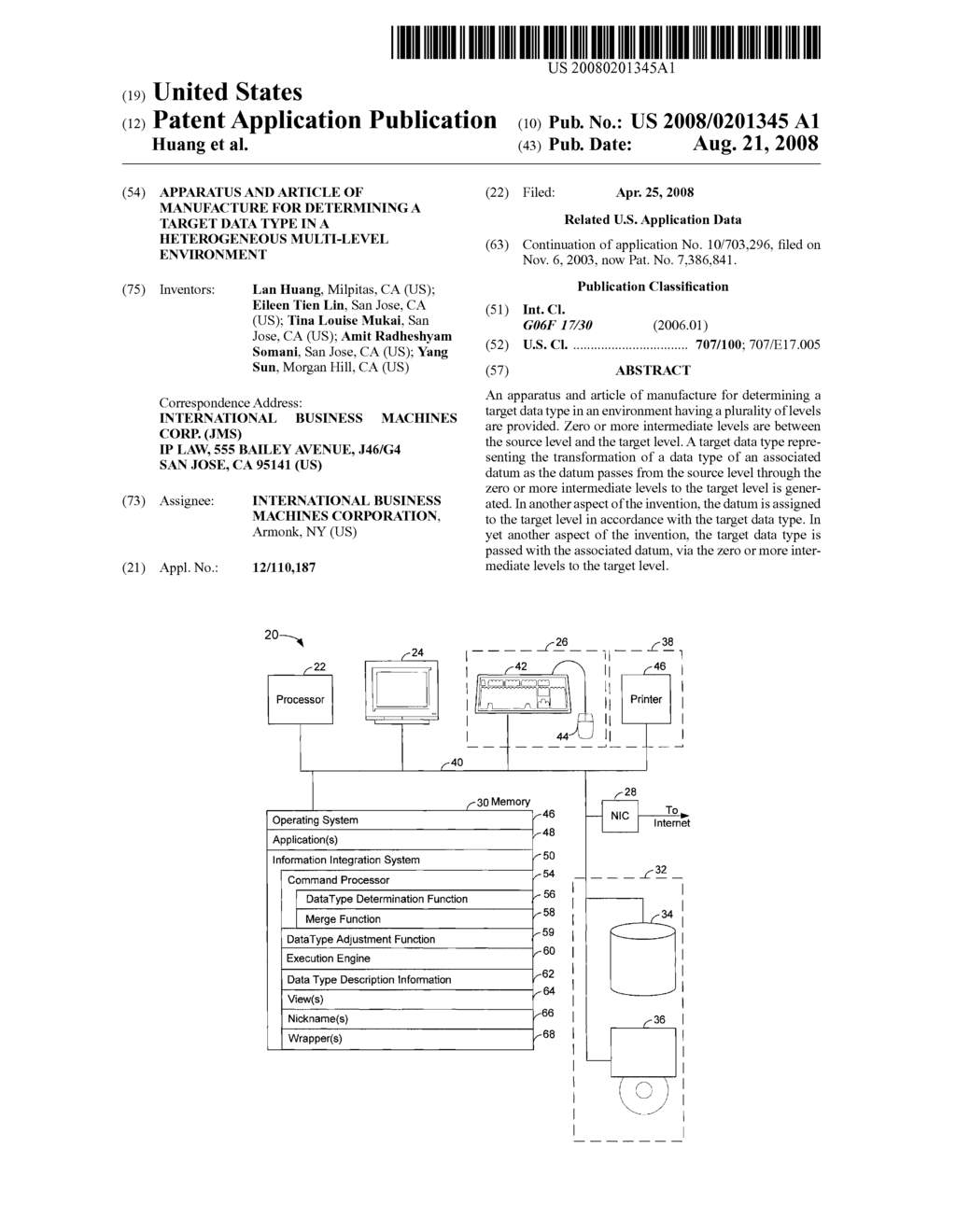 Apparatus and Article of Manufacture For Determining a Target Data Type In a Heterogeneous Multi-Level Environment - diagram, schematic, and image 01