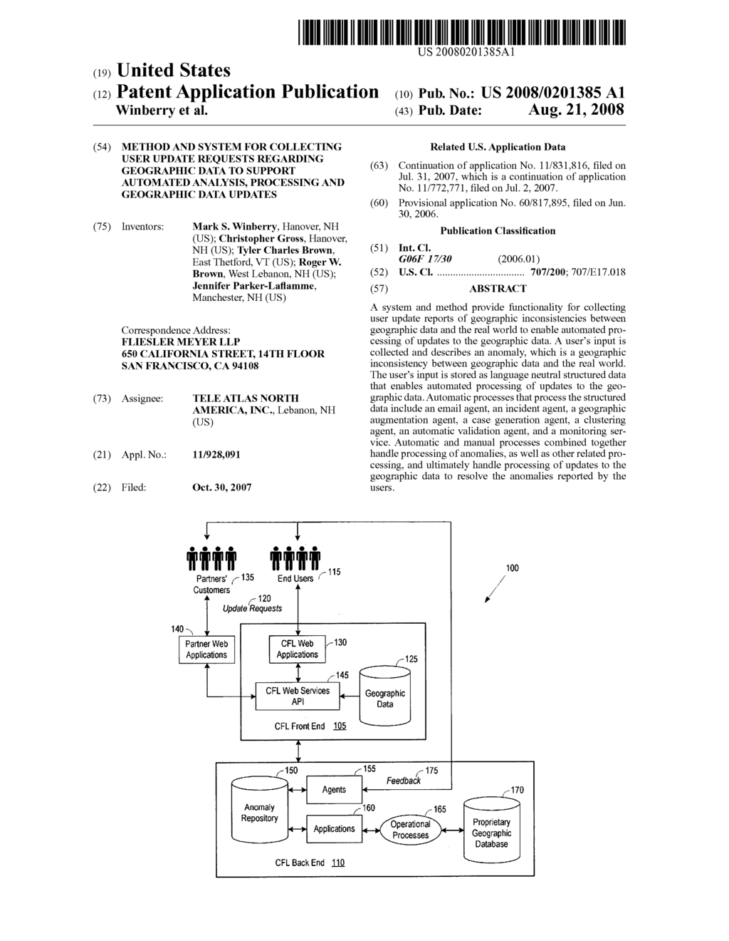 METHOD AND SYSTEM FOR COLLECTING USER UPDATE REQUESTS REGARDING GEOGRAPHIC DATA TO SUPPORT AUTOMATED ANALYSIS, PROCESSING AND GEOGRAPHIC DATA UPDATES - diagram, schematic, and image 01