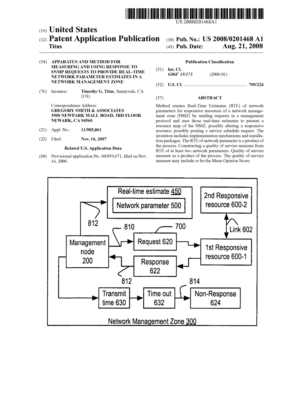 Apparatus and method for measuring and using response to SNMP requests to provide real-time network parameter estimates in a network management zone - diagram, schematic, and image 01