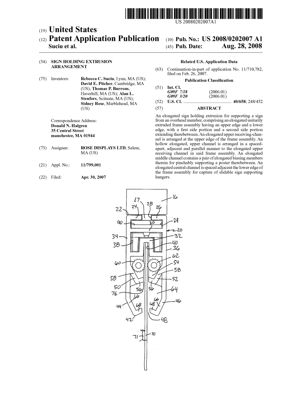 Sign holding extrusion arrangement - diagram, schematic, and image 01