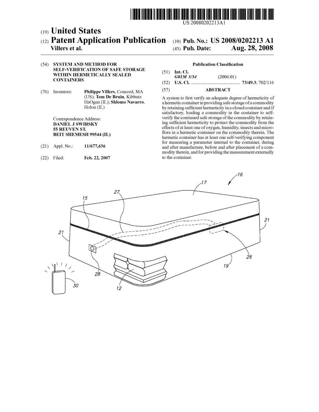 SYSTEM AND METHOD FOR SELF-VERIFICATION OF SAFE STORAGE WITHIN HERMETICALLY SEALED CONTAINERS - diagram, schematic, and image 01