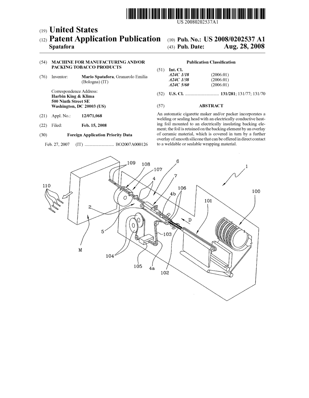 Machine for manufacturing and/or packing tobacco products - diagram, schematic, and image 01