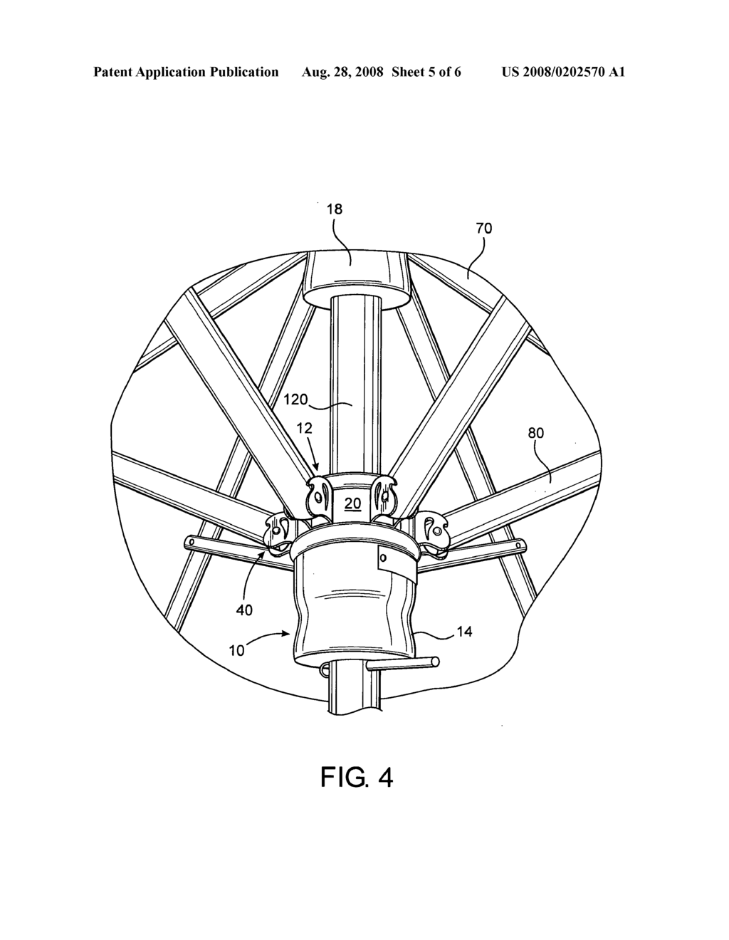 Hub assembly for an umbrella frame - diagram, schematic, and image 06