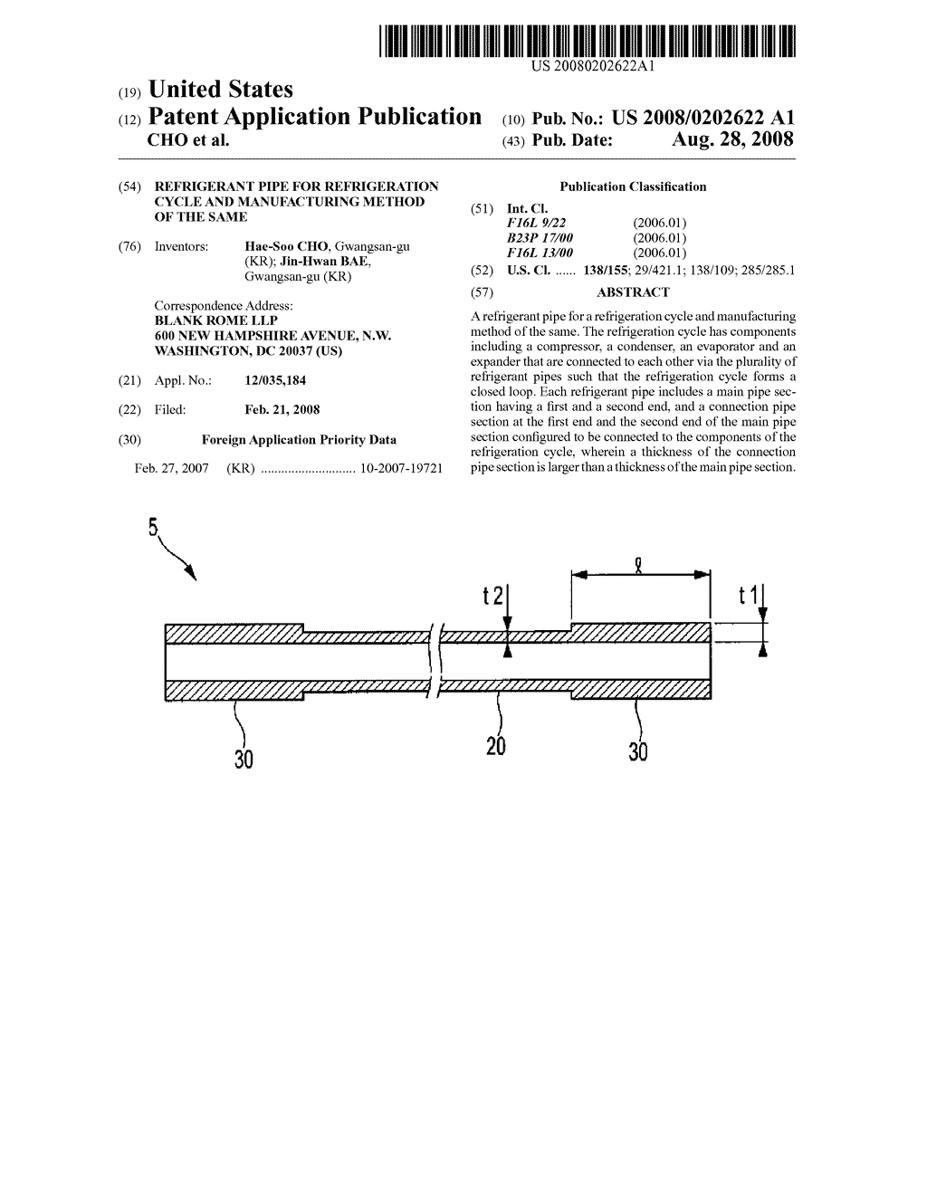 REFRIGERANT PIPE FOR REFRIGERATION CYCLE AND MANUFACTURING METHOD OF THE SAME - diagram, schematic, and image 01