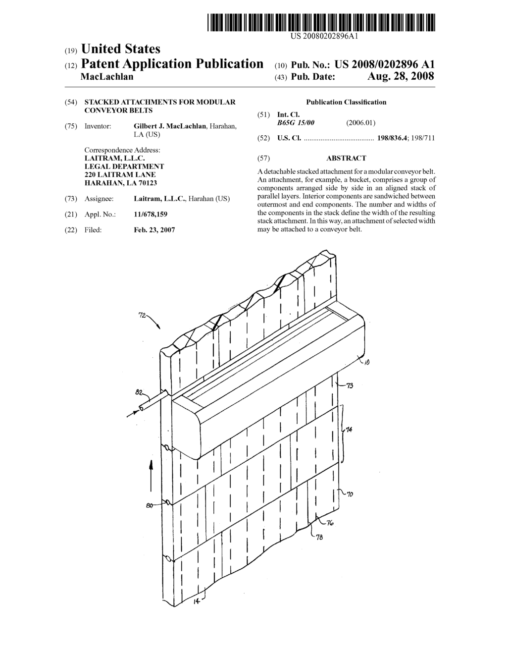 STACKED ATTACHMENTS FOR MODULAR CONVEYOR BELTS - diagram, schematic, and image 01