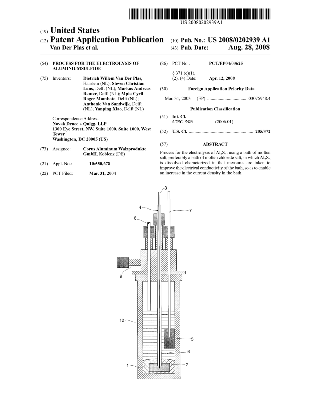 Process For the Electrolysis of Aluminiumsulfide - diagram, schematic, and image 01