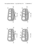 Hex key holder with mechanism for pivotably securing a smaller block to a larger block for facilitating access to hex keys in the smaller block diagram and image