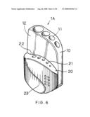 Hex key holder with mechanism for pivotably securing a smaller block to a larger block for facilitating access to hex keys in the smaller block diagram and image