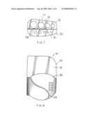 Hex key holder with mechanism for pivotably securing a smaller block to a larger block for facilitating access to hex keys in the smaller block diagram and image