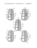 Hex key holder with mechanism for pivotably securing a smaller block to a larger block for facilitating access to hex keys in the smaller block diagram and image