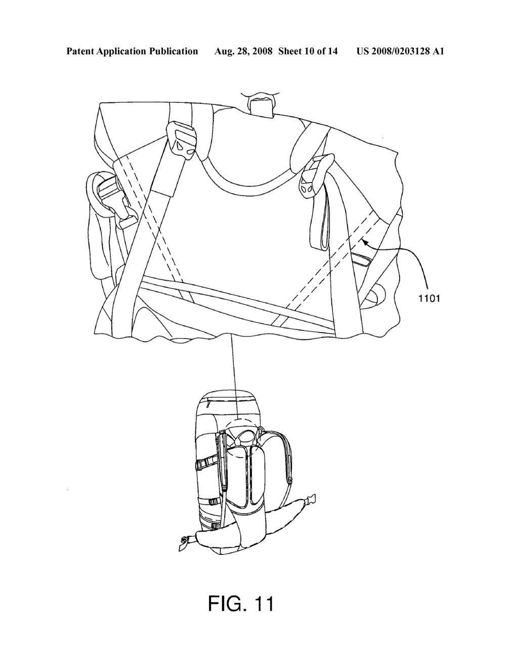 Backpack suspension system with hub - diagram, schematic, and image 11