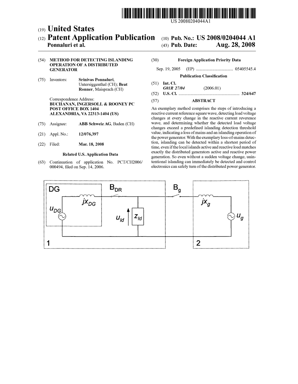 Method for detecting islanding operation of a distributed generator - diagram, schematic, and image 01