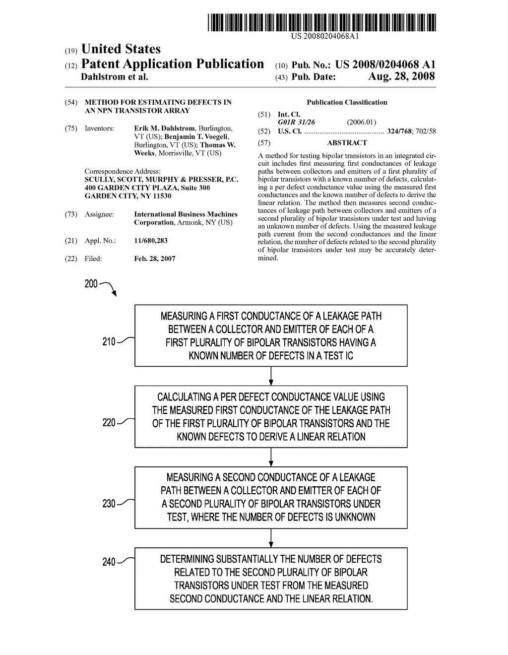 METHOD FOR ESTIMATING DEFECTS IN AN NPN TRANSISTOR ARRAY - diagram, schematic, and image 01