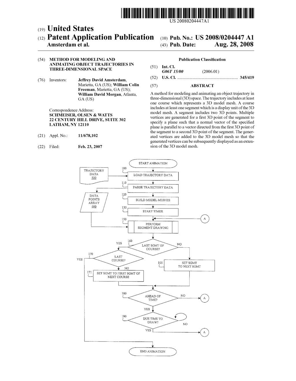 METHOD FOR MODELING AND ANIMATING OBJECT TRAJECTORIES IN THREE-DIMENSIONAL SPACE - diagram, schematic, and image 01