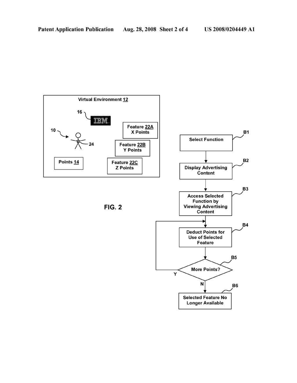 ENABLEMENT OF VIRTUAL ENVIRONMENT FUNCTIONS AND FEATURES THROUGH ADVERTISEMENT EXPOSURE - diagram, schematic, and image 03