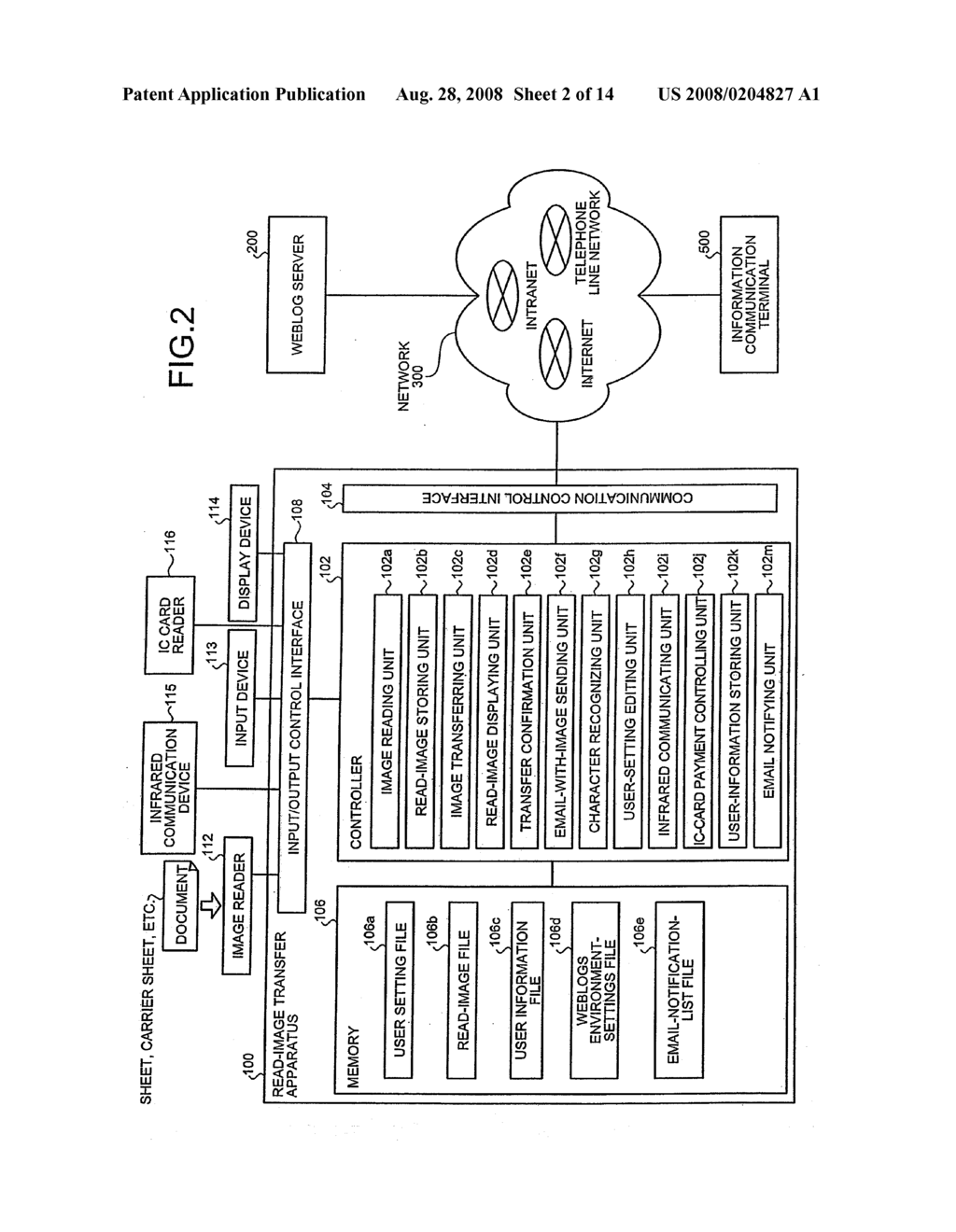 READ-IMAGE TRANSFER APPARATUS AND METHOD, READ-IMAGE TRANSFER SYSTEM, COMPUTER PROGRAM SHEET, AND CARRIER SHEET - diagram, schematic, and image 03