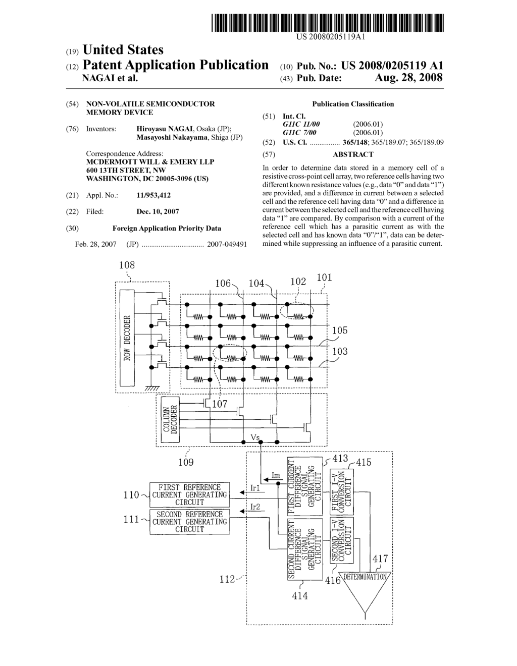 NON-VOLATILE SEMICONDUCTOR MEMORY DEVICE - diagram, schematic, and image 01