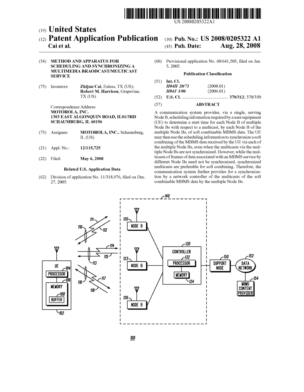 METHOD AND APPARATUS FOR SCHEDULING AND SYNCHRONIZING A MULTIMEDIA BRAODCAST/MULTICAST SERVICE - diagram, schematic, and image 01