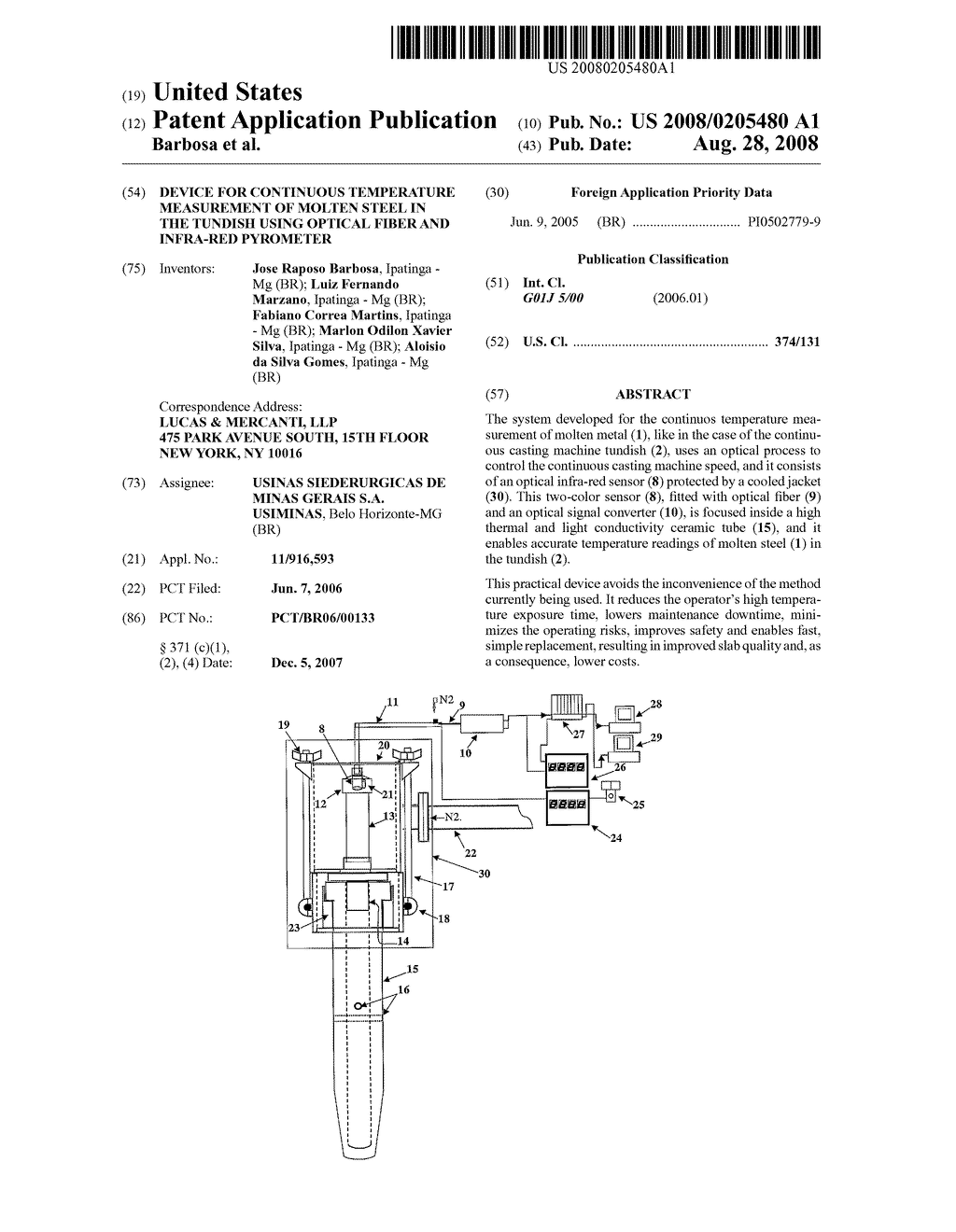 Device For Continuous Temperature Measurement of Molten Steel in the Tundish Using Optical Fiber and Infra-Red Pyrometer - diagram, schematic, and image 01