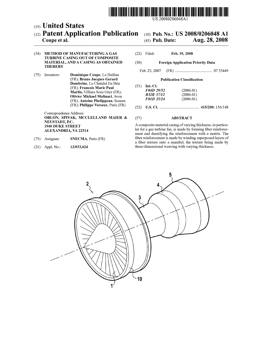 METHOD OF MANUFACTURING A GAS TURBINE CASING OUT OF COMPOSITE MATERIAL, AND A CASING AS OBTAINED THEREBY - diagram, schematic, and image 01