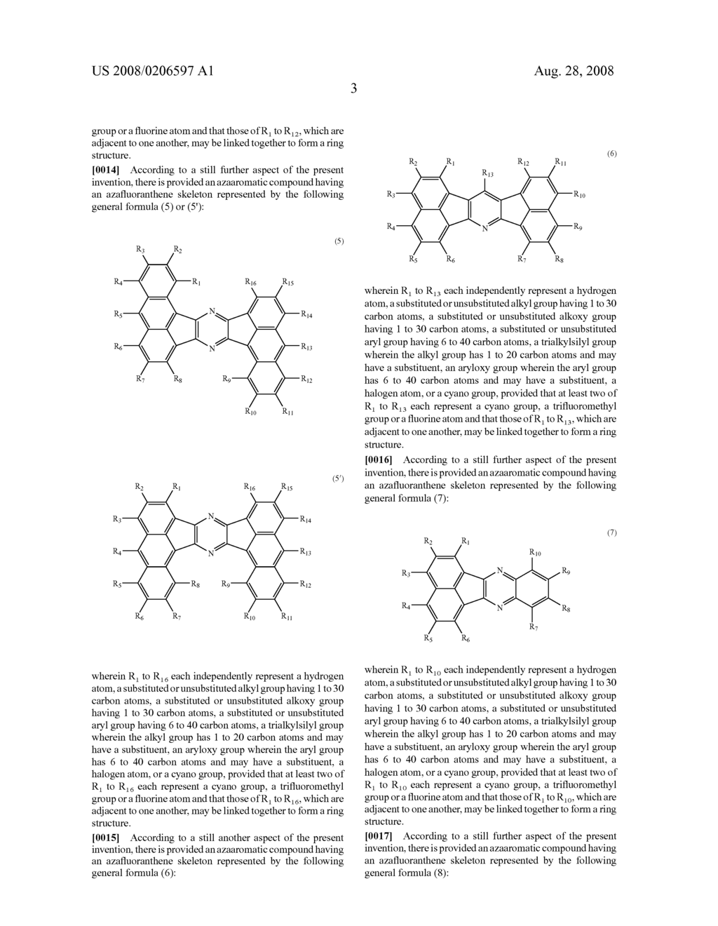 AZAAROMATIC COMPOUNDS HAVING AZAFLUORANTHENE SKELETONS AND ORGANIC ELECTROLUMINESCENT DEVICES MADE BY USING THE SAME - diagram, schematic, and image 04