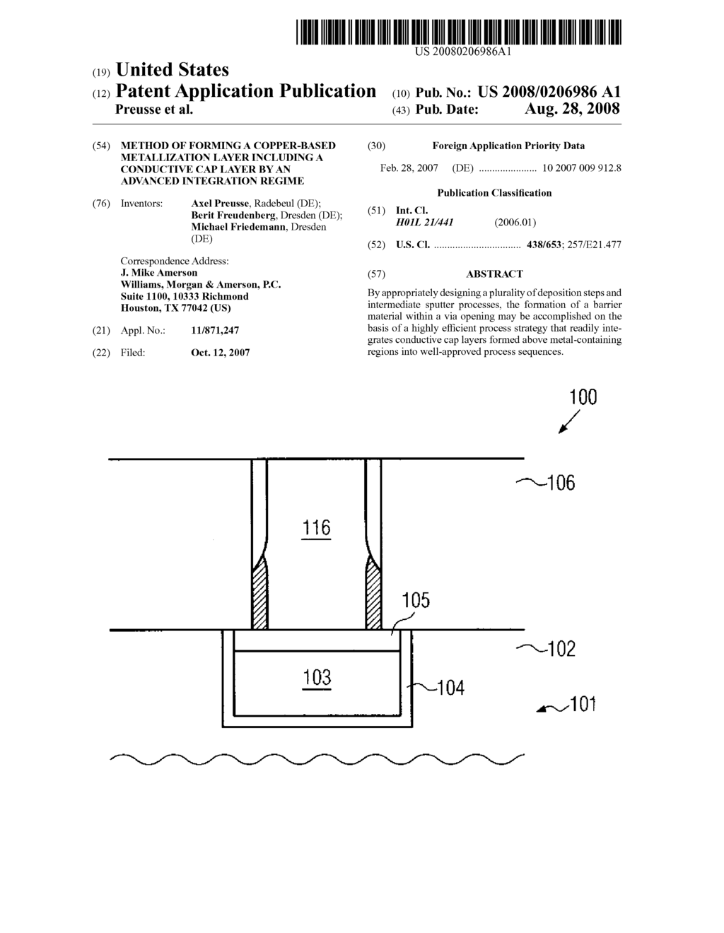 METHOD OF FORMING A COPPER-BASED METALLIZATION LAYER INCLUDING A CONDUCTIVE CAP LAYER BY AN ADVANCED INTEGRATION REGIME - diagram, schematic, and image 01