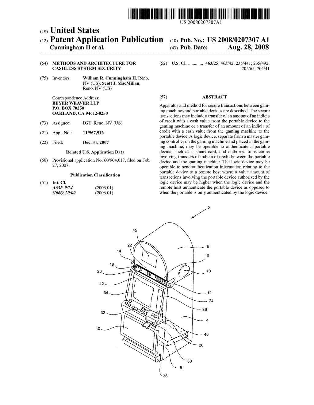 METHODS AND ARCHITECTURE FOR CASHLESS SYSTEM SECURITY - diagram, schematic, and image 01