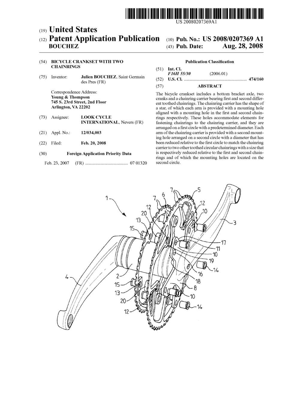 BICYCLE CRANKSET WITH TWO CHAINRINGS - diagram, schematic, and image 01