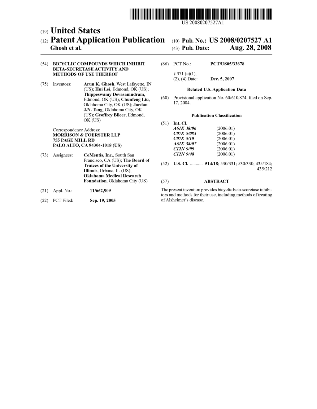 Bicyclic Compounds Which Inhibit Beta-Secretase Activity and Methods of Use Thereof - diagram, schematic, and image 01