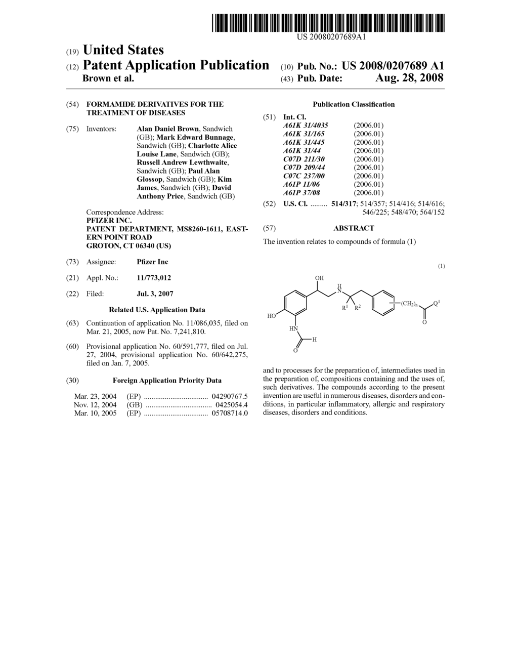 Formamide Derivatives For The Treatment of Diseases - diagram, schematic, and image 01