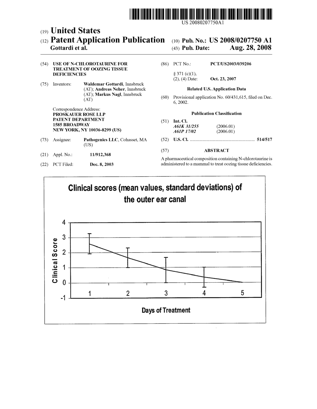 Use of N-Chlorotaurine for Treatment of Oozing Tissue Deficiencies - diagram, schematic, and image 01